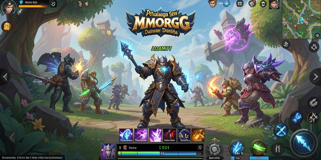 Gambar gameplay <strong>ADAM77</strong> yang menunjukkan pertempuran seru di arena.