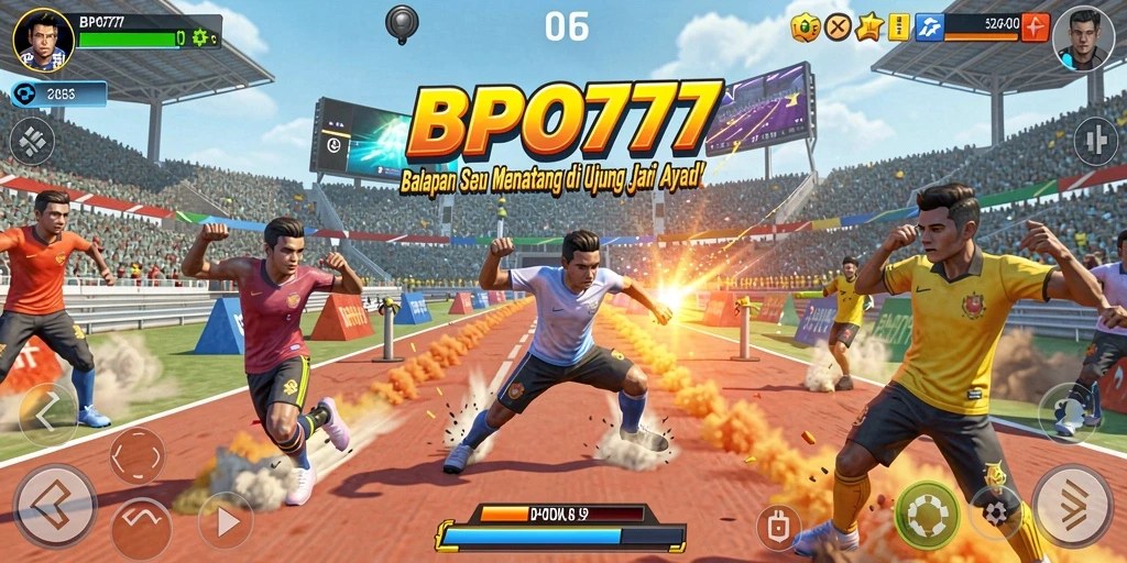 Tampilan gameplay BPO777 yang menegangkan dan mendebarkan saat balapan.