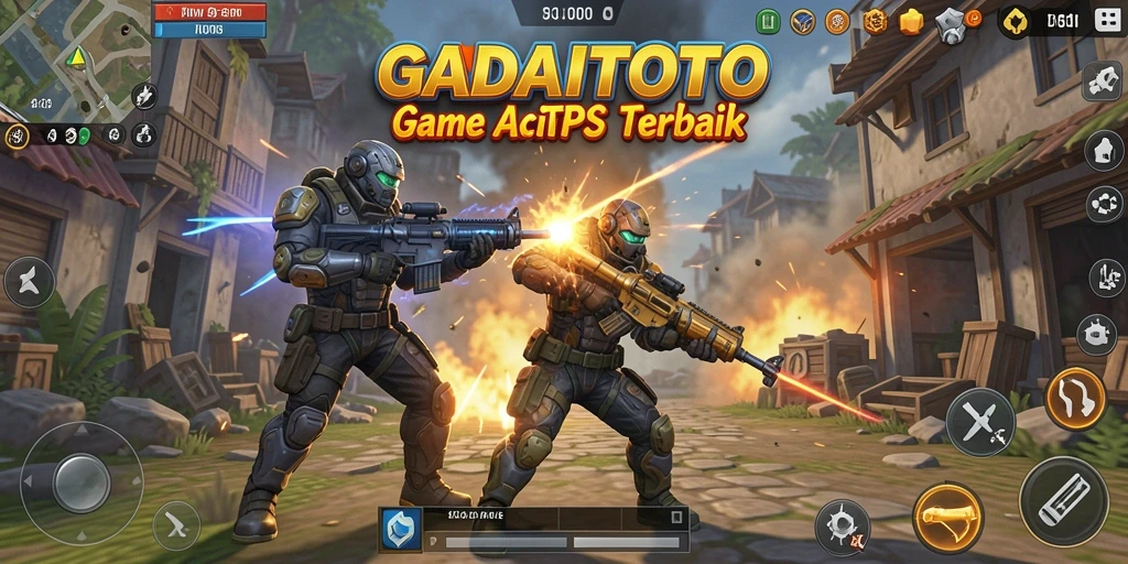 Screenshot gameplay GADAITOTO menampilkan aksi pertempuran seru di TPS.
