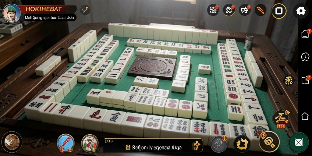 Screenshot HOKIHEBAT menampilkan gameplay seru Mahjong.
