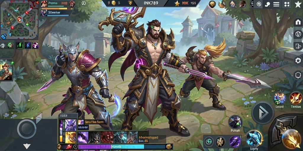 Screenshot gameplay INK789 menunjukkan aksi seru dalam pertarungan MOBA.