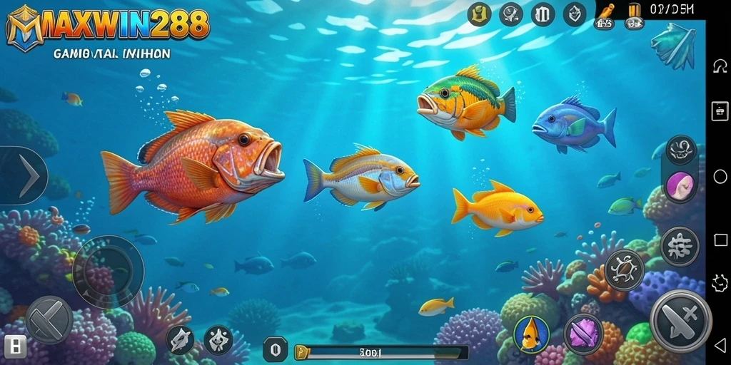 Screenshot permainan Tembak Ikan dengan grafis menawan dan gameplay seru.