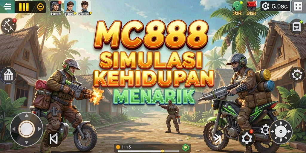 Screenshot gameplay MC888 menampilkan interaksi karakter dalam simulasi.