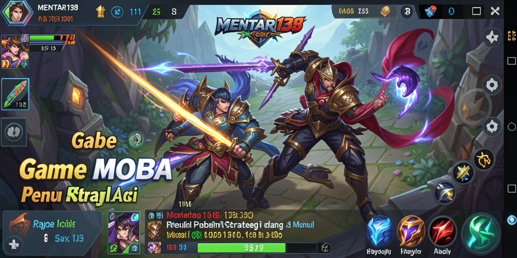 Tampilan gameplay seru di MENTARI138 dengan aksi MOBA yang mendebarkan.