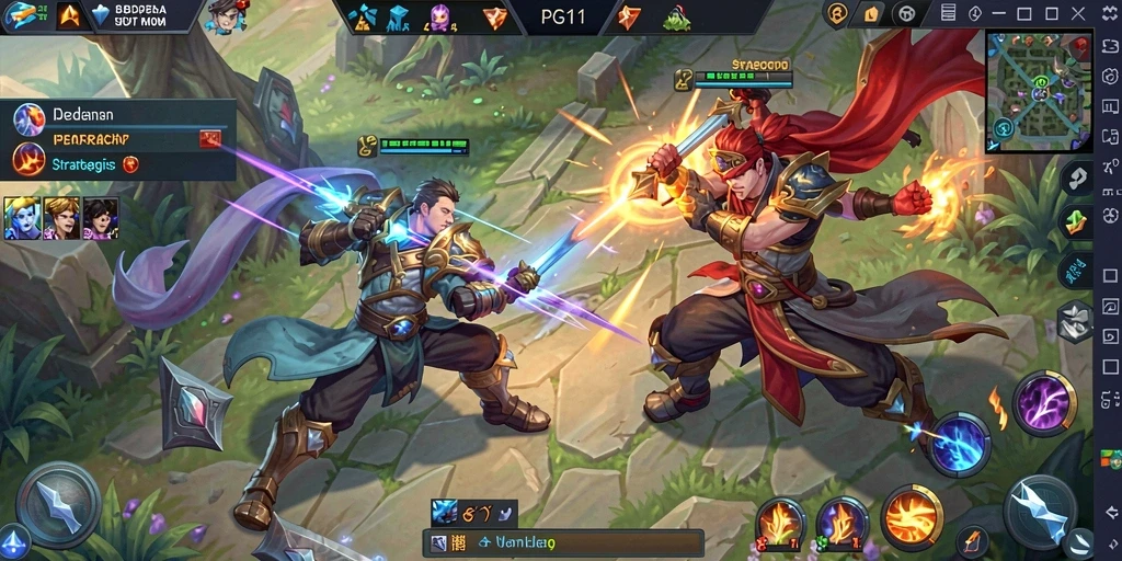 Tangkapan layar PG11 menampilkan aksi seru dalam pertandingan MOBA.