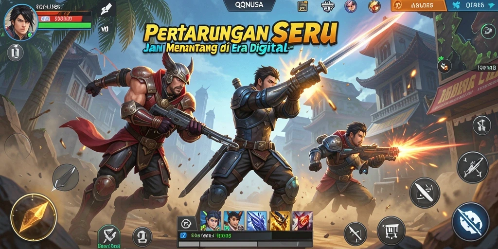 Tampilan gameplay QQNUSA yang penuh aksi pertarungan.