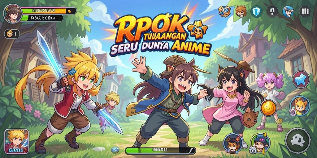 Tampilan gameplay seru dari RPOK yang menampilkan karakter Anime.