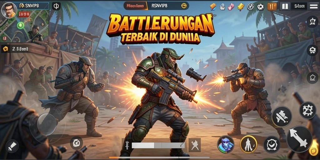 Gameplay mendebarkan dalam pertarungan Battle Royale.