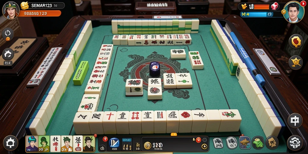 Tampilan gameplay <strong>SEMAR123</strong> dengan ubin Mahjong yang menarik.