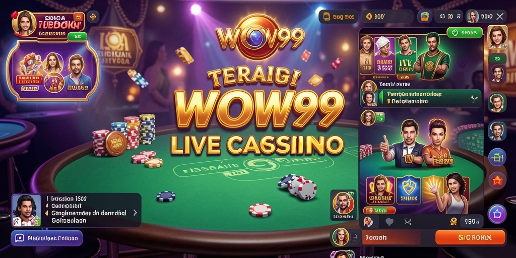 Screenshot gameplay WOW99 menampilkan dealer langsung yang beraksi di meja permainan.
